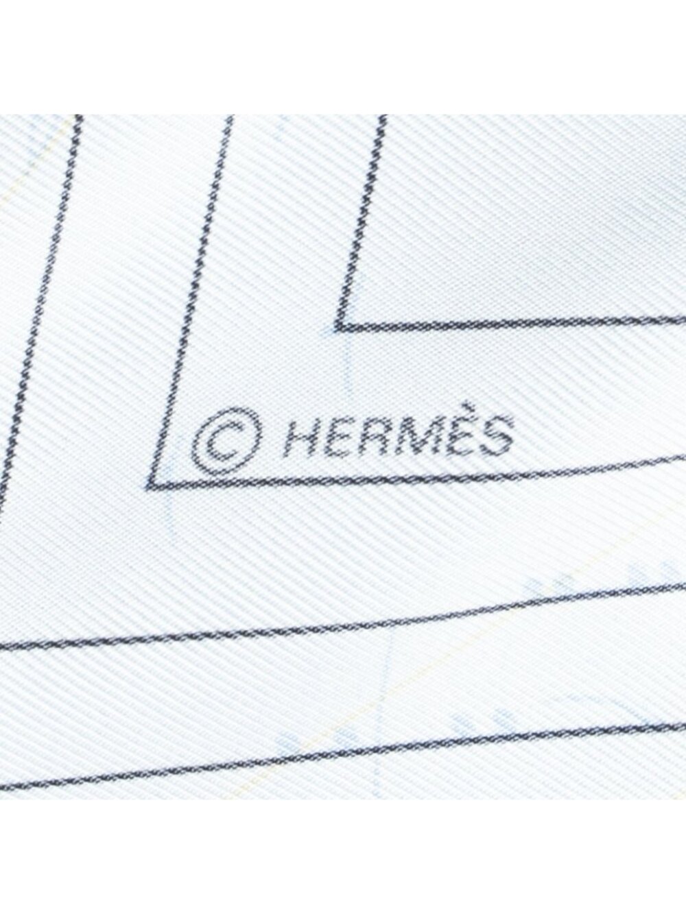 Hermes Scarf Light Blue Brown Silk - Picture 4 of 5